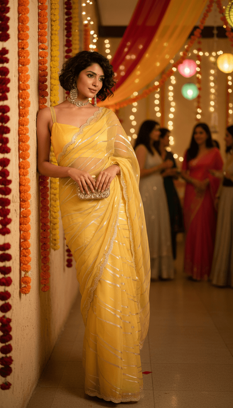 Yellow Saree with Pita Work