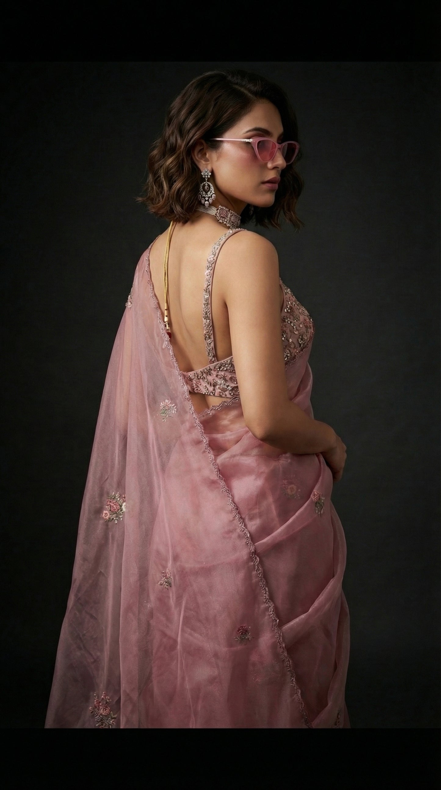 Amethyst Glow Glass Tissue Drape with Artisanal Cutwork