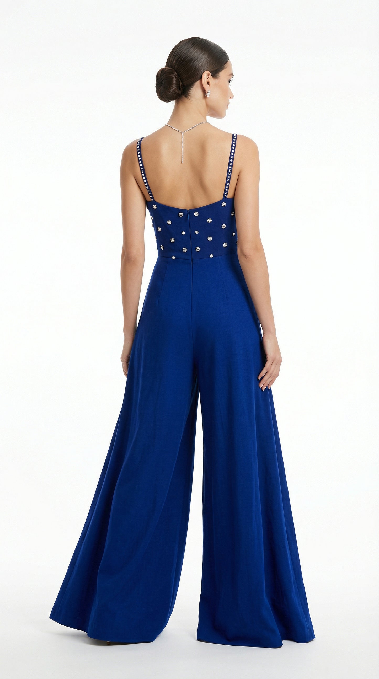 Azure Heart Hand-Embroidered Cut-Out Jumpsuit
