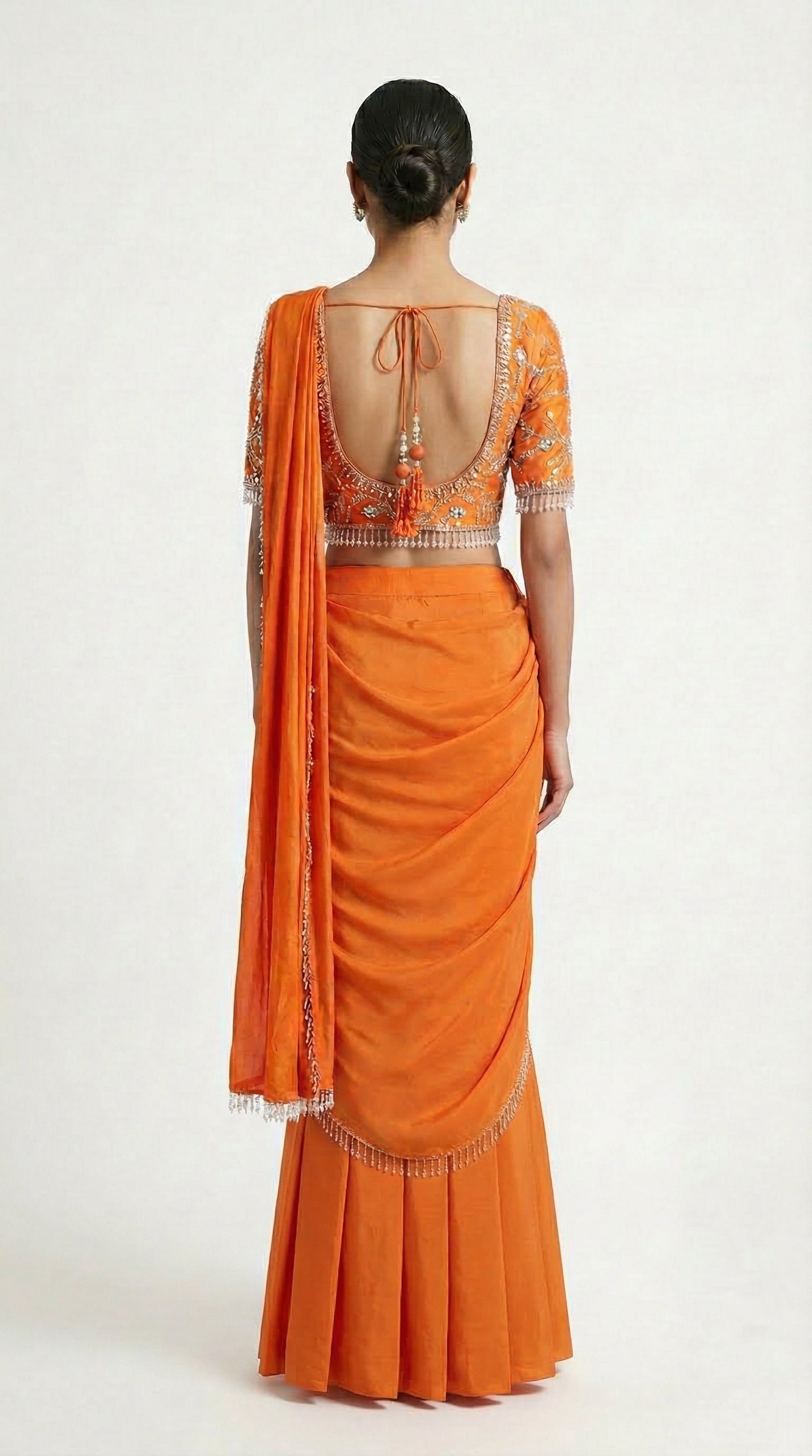 Saffron Aura Draped Saree Set