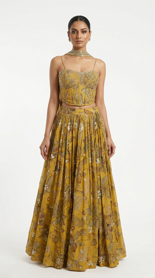 Golden Meadow Embroidered Lehenga Set