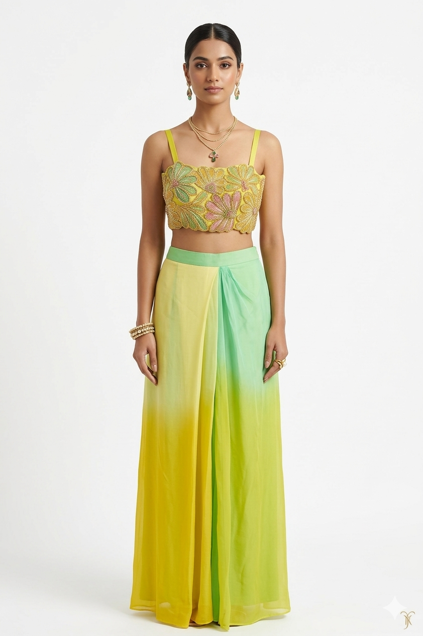 Botanical Bloom Hand-Embroidered 3-Piece Fusion